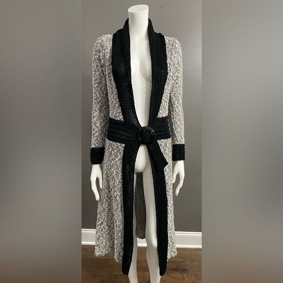 Belldini Large Black Combo Open-Front Belted
Duster Cardigan Boucle Knit Size M - Picture 2 of 14